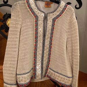 Tory Burch Tweed Cardigan in Size Small